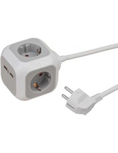 Ladrón múltiple en forma de cubo ALEA-Power con 2 puertos USB