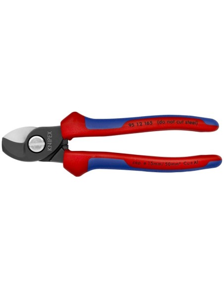 Tijeras cortacables con fundas multicomponentes bruñido 165 mm (cartulina autoservicio/blíster) KNIPEX 95 12 165 SB