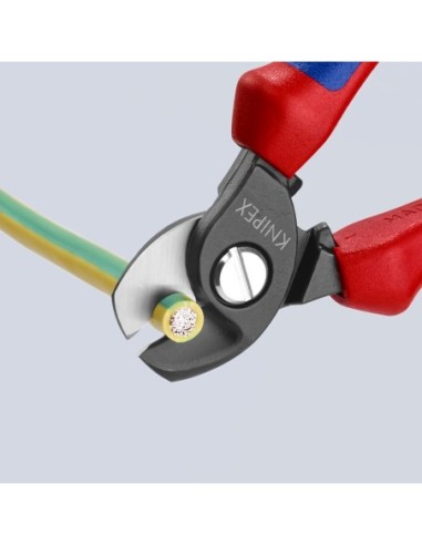 Tijeras cortacables con fundas multicomponentes bruñido 165 mm (cartulina autoservicio/blíster) KNIPEX 95 12 165 SB