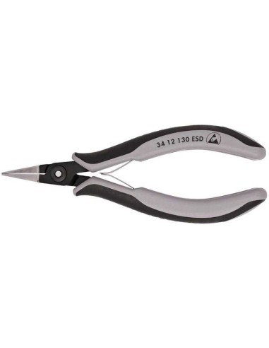 Alicate de precisión de montaje para electrónica ESD con fundas multicomponentes bruñido 135 mm KNIPEX 34 12 130 ESD