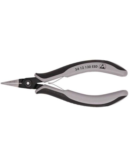 Alicate de precisión de montaje para electrónica ESD con fundas multicomponentes bruñido 135 mm KNIPEX 34 12 130 ESD
