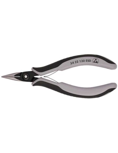 Alicate de precisión de montaje para electrónica ESD con fundas multicomponentes bruñido 135 mm KNIPEX 34 22 130 ESD