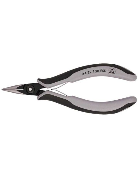 Alicate de precisión de montaje para electrónica ESD con fundas multicomponentes bruñido 135 mm KNIPEX 34 22 130 ESD
