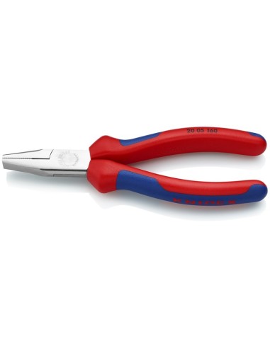 Alicate de boca plana con fundas multicomponentes cromado 160 mm KNIPEX 20 05 160