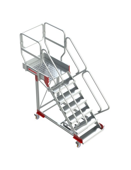 SB45 | Escalera de aluminio con plataforma y vuelo| Inclinación de 45