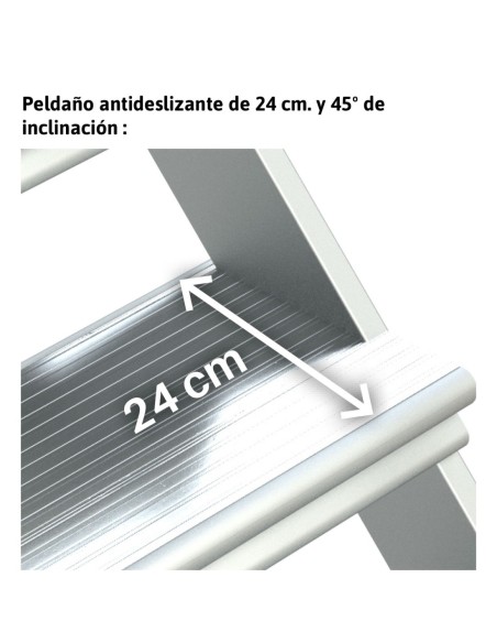 SB45 | Escalera de aluminio con plataforma y vuelo| Inclinación de 45