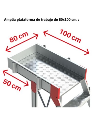 SB45 | Escalera de aluminio con plataforma y vuelo| Inclinación de 45