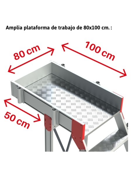 SB45 | Escalera de aluminio con plataforma y vuelo| Inclinación de 45