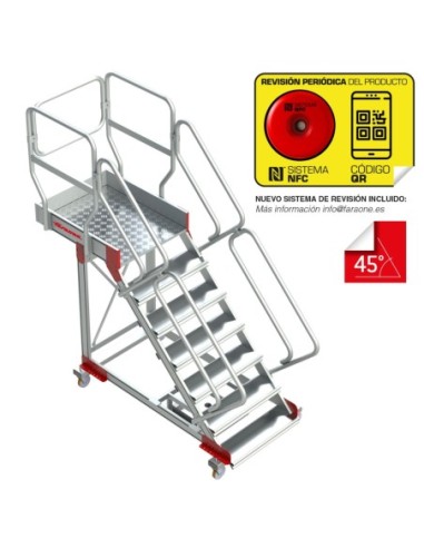 SB45 | Escalera de aluminio con plataforma y vuelo| Inclinación de 45