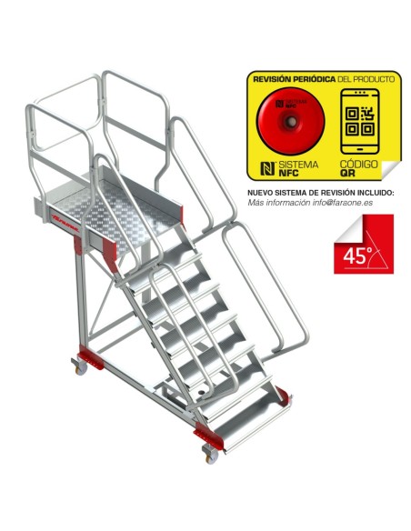 SB45 | Escalera de aluminio con plataforma y vuelo| Inclinación de 45