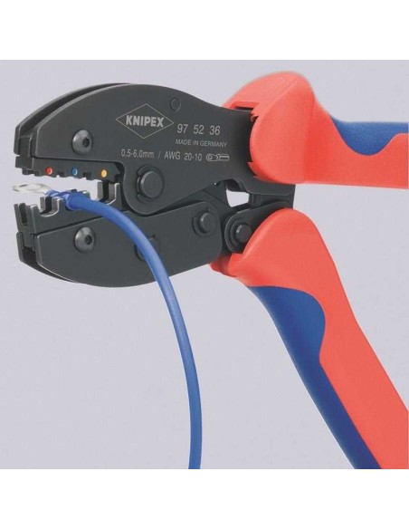 PreciForce Alicate para crimpar terminales con fundas multicomponentes bruñido 220 mm (cartulina autoservicio/blíster) KNIPEX