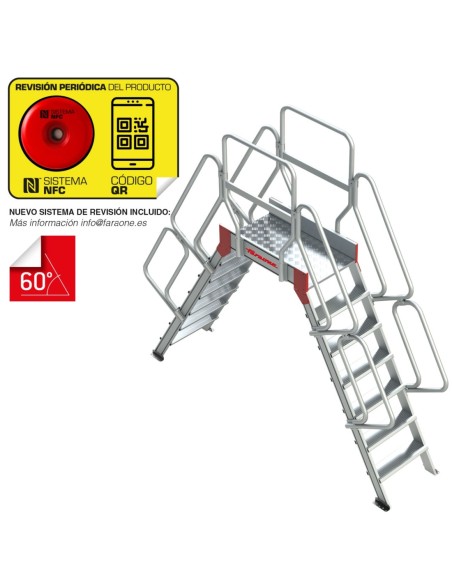 SP60 | Escalera puente de aluminio con plataforma | Inclinación 60
