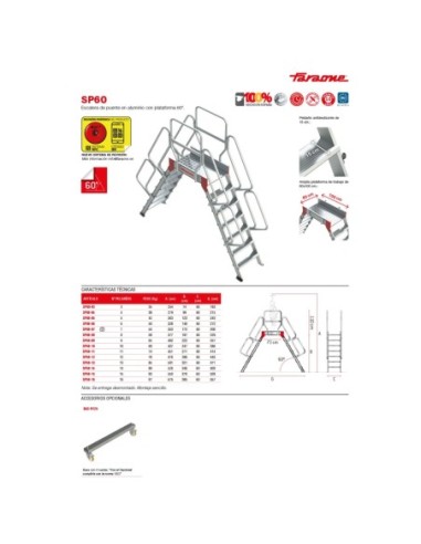 SP60 | Escalera puente de aluminio con plataforma | Inclinación 60