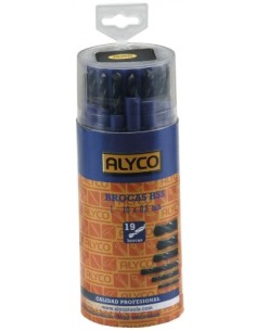 ALYCO 121335 Juego 19 brocas hss en tubo de plástico