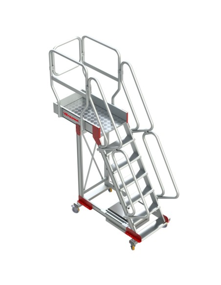 SB60 | Escalera de aluminio con plataforma y vuelo| Inclinación de 60