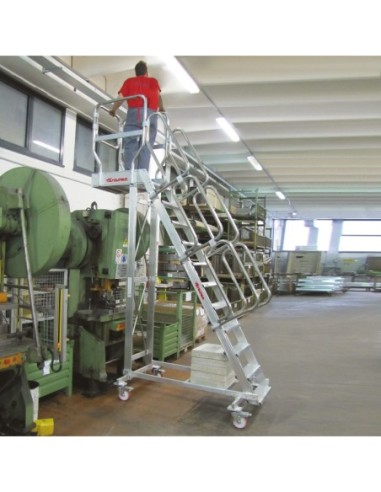 SB60 | Escalera de aluminio con plataforma y vuelo| Inclinación de 60