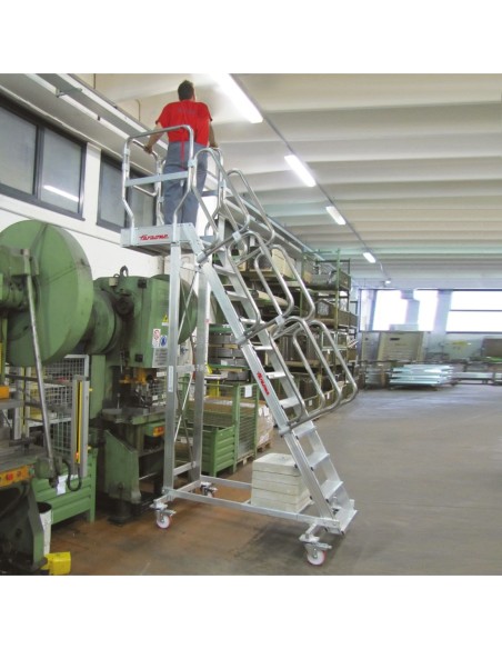 SB60 | Escalera de aluminio con plataforma y vuelo| Inclinación de 60