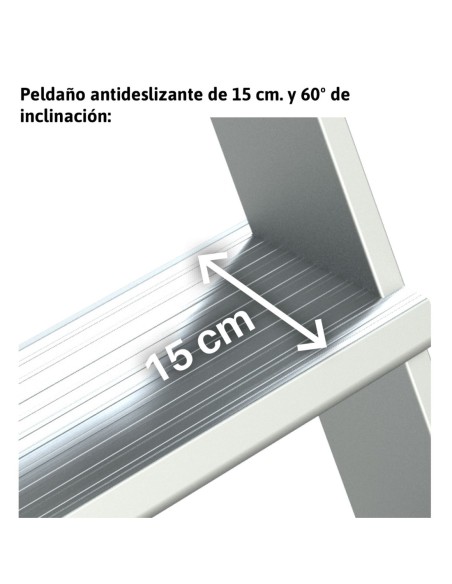 SB60 | Escalera de aluminio con plataforma y vuelo| Inclinación de 60