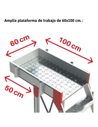 SB60 | Escalera de aluminio con plataforma y vuelo| Inclinación de 60