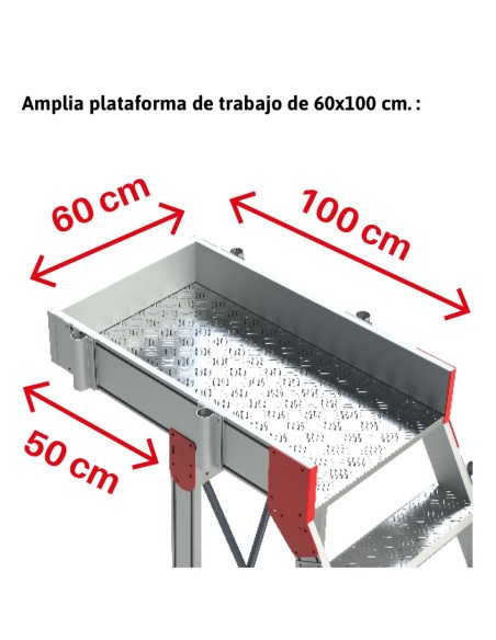 SB60 | Escalera de aluminio con plataforma y vuelo| Inclinación de 60