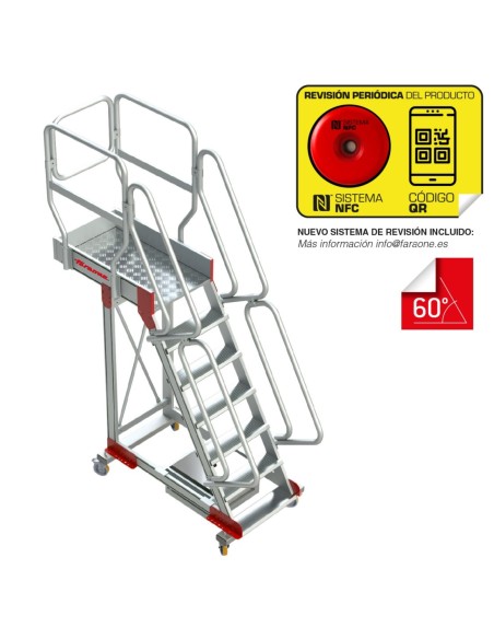 SB60 | Escalera de aluminio con plataforma y vuelo| Inclinación de 60