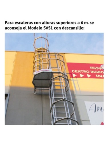 SVS1 | Escalera vertical de seguridad con jaula y descansillo