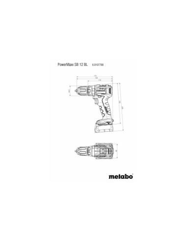 TALADRO ATORNILLADO DE PERCUSIÓN A BATERÍA 12V + 2 BATERÍAS + CARGADOR + MALETÍN, METABO 601077800 PowerMaxx SB 12 BL