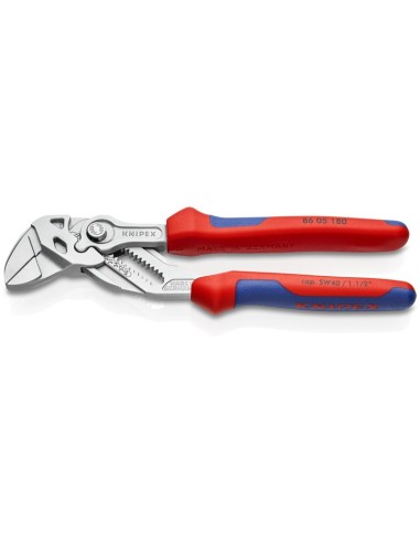 Tenaza llave alicate y llave en una sola herramienta con fundas multicomponentes cromado 180 mm KNIPEX 86 05 180
