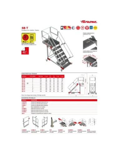 SB-T | Escalera con plataforma y cuatro ruedas | TRAMEX
