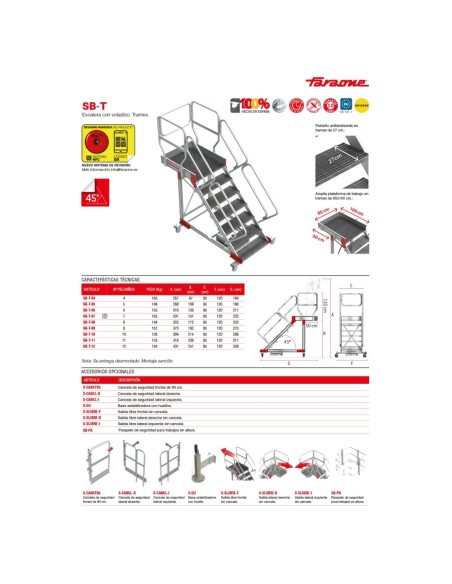 SB-T | Escalera con plataforma y cuatro ruedas | TRAMEX