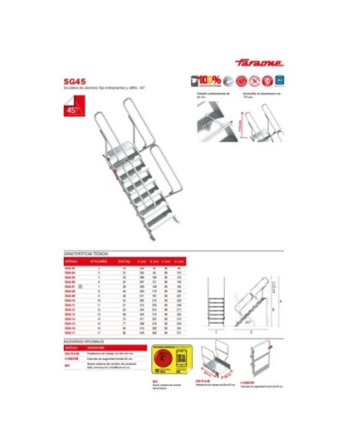 SG45 | Escalera para entreplantas y altillos| Inclinación 45