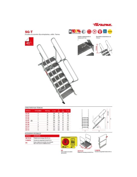 SG-T | Escalera para entreplantas y altillos | Tramex | Inclinación 45