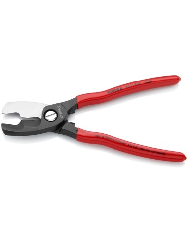 Tijeras cortacables con filo de corte doble recubiertos de plástico bruñido 200 mm KNIPEX 95 11 200