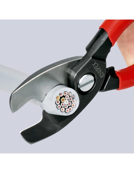Tijeras cortacables con filo de corte doble recubiertos de plástico bruñido 200 mm KNIPEX 95 11 200