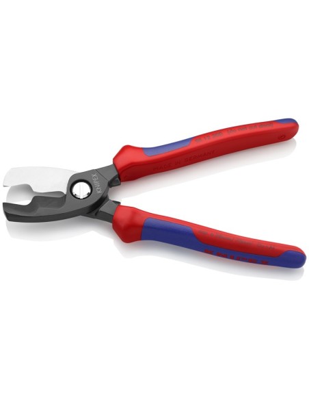 Tijeras cortacables con filo de corte doble con fundas multicomponentes bruñido 200 mm KNIPEX 95 12 200