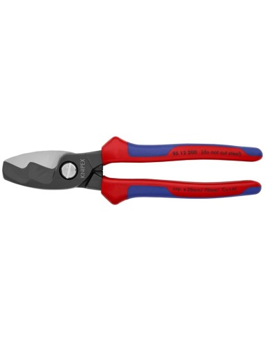 Tijeras cortacables con filo de corte doble con fundas multicomponentes bruñido 200 mm KNIPEX 95 12 200