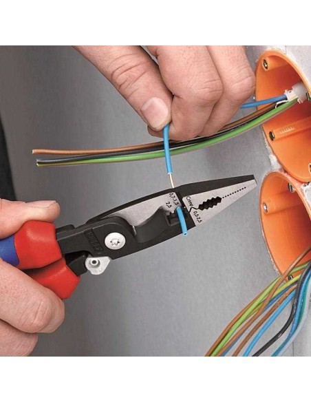 Alicate para instalaciones eléctricas Aislado con fundas multicomponente, homologado por VDE con anilla de fijación aislada e