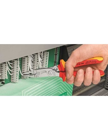 Alicate para instalaciones eléctricas Aislado con fundas multicomponente, homologado por VDE con anilla de fijación aislada e