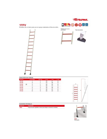 1TFV | Escalera de un tramo para uso en apoyo de fibra de fibra