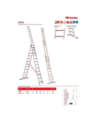 3TFV | Escalera multiusos de 3 tramos de fibra de vidrio