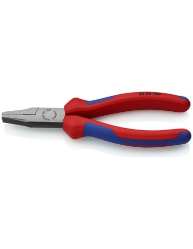 Alicate de boca plana con fundas multicomponentes negro atramentado 160 mm KNIPEX 20 02 160