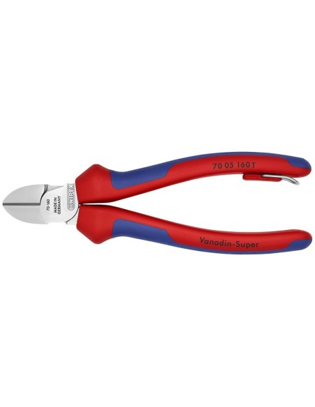 Alicate de corte diagonal con fundas multicomponentes, con anilla de fijación integrada para colocar un dispositivo de protecci