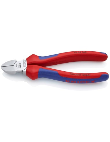 Alicate de corte diagonal con fundas multicomponentes cromado 160 mm KNIPEX 70 05 160