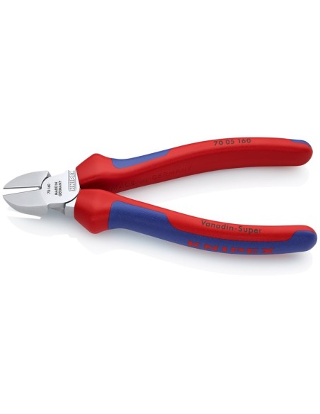 Alicate de corte diagonal con fundas multicomponentes cromado 160 mm KNIPEX 70 05 160