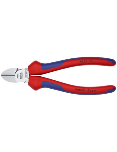 Alicate de corte diagonal con fundas multicomponentes cromado 160 mm KNIPEX 70 05 160