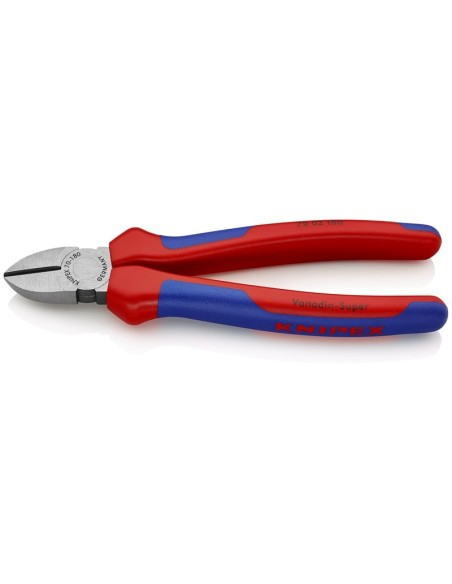 Alicate de corte diagonal con fundas multicomponentes negro atramentado 180 mm (cartulina autoservicio/blíster) KNIPEX 70 02 18