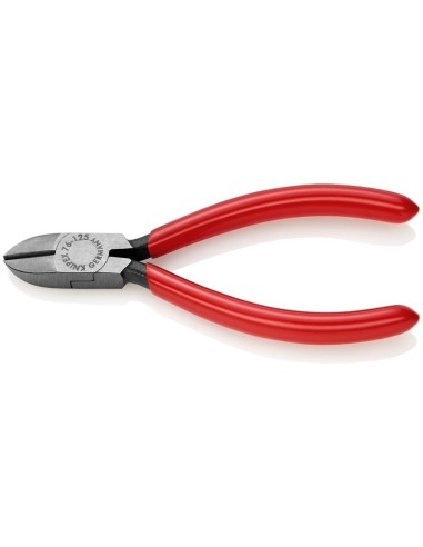 Alicate de corte diagonal para electromecánica recubiertos de plástico negro atramentado 125 mm KNIPEX 76 01 125