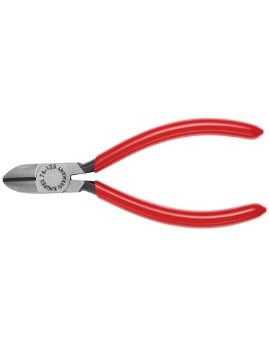Alicate de corte diagonal para electromecánica recubiertos de plástico negro atramentado 125 mm KNIPEX 76 01 125