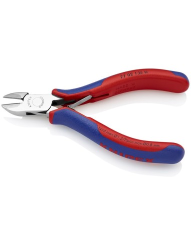 Alicate de corte diagonal para electrónica con filo de corte de metal duro con fundas multicomponentes 135 mm KNIPEX 77 02 135
