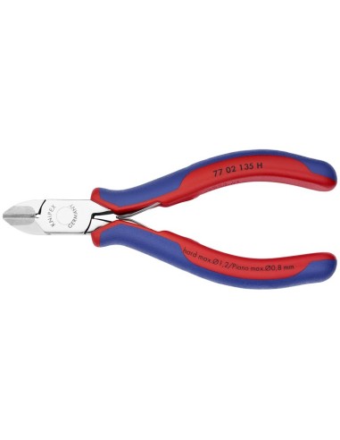 Alicate de corte diagonal para electrónica con filo de corte de metal duro con fundas multicomponentes 135 mm KNIPEX 77 02 135